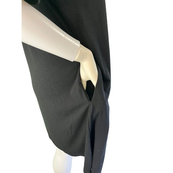 Women's Black Open Shoulder Dress, Knee Length, Hidden Pockets, XL - Picture 4 of 11